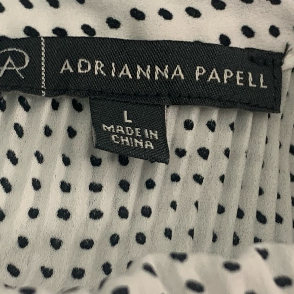 Adrianna, Papell sz  LG black and white polkadot, Georgette pleated‎ blouse - Picture 7 of 10